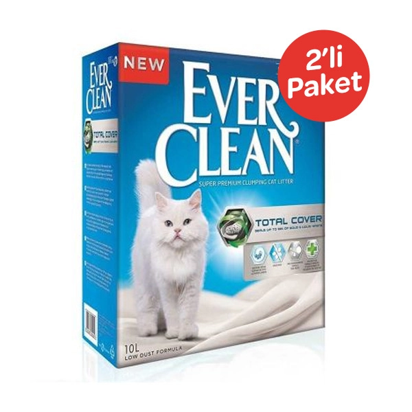 Ever Clean Total Cover Uzun Ömürlü Topaklanan Kedi Kumu 10 LT x 2 Adet - 1