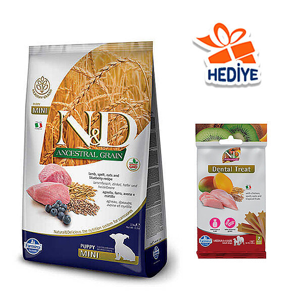 N&D Düşük Tahıllı Kuzu Etli ve Yaban Mersinli Küçük Irk Yavru Köpek Maması 2.5 kg