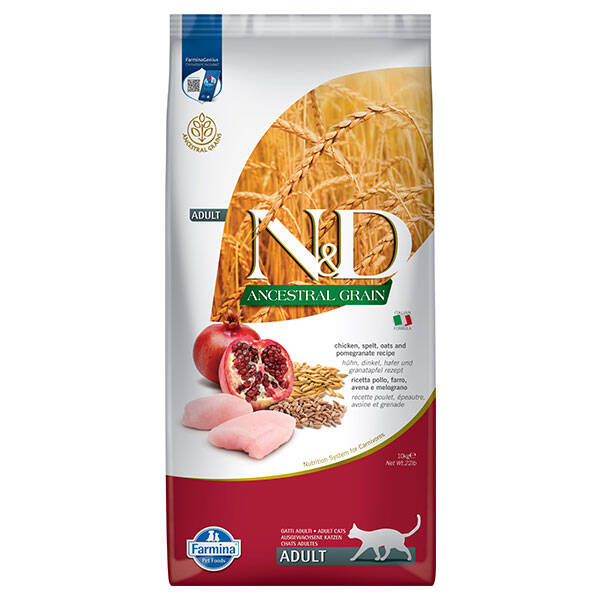 N&D Düşük Tahıllı Tavuk Etli ve Narlı Yetişkin Kedi Maması 10 kg - 1