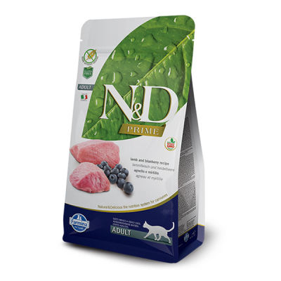 N&D Prime Tahılsız Kuzu Etli ve Yaban Mersinli Yetişkin Kedi Maması 5 kg - 1