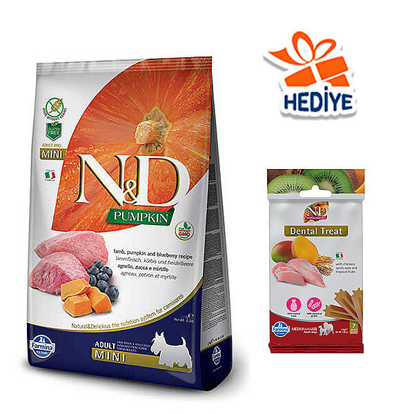 N&D Pumpkin Balkabaklı, Kuzu Etli ve Yaban Mersinli Küçük Irk Yetişkin Köpek Maması 7 kg