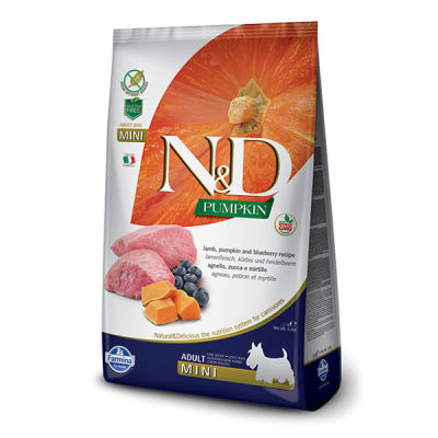 N&D Pumpkin Balkabaklı, Kuzu Etli ve Yaban Mersinli Küçük Irk Yetişkin Köpek Maması 7 kg - 1