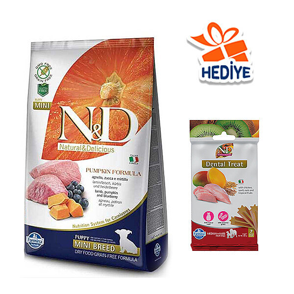 N&D Pumpkin Balkabaklı, Kuzu Etli ve Yaban Mersinli Küçük Irk Yavru Köpek Maması 2.5 kg
