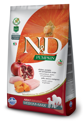 N&D Pumpkin Balkabaklı, Tavuklu ve Narlı Yetişkin Köpek Maması 12 kg - 1