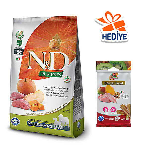 N&D Pumpkin Balkabaklı, Domuz Etli ve Elmalı Yetişkin Köpek Maması 12 kg