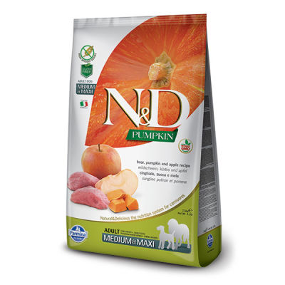 N&D Pumpkin Balkabaklı, Domuz Etli ve Elmalı Yetişkin Köpek Maması 12 kg - 1
