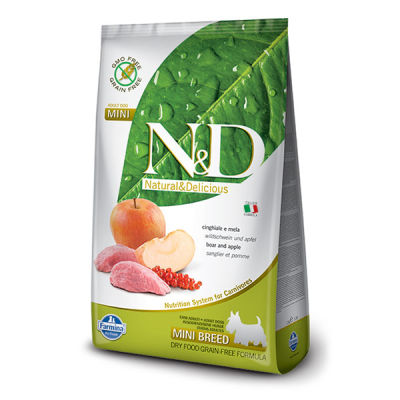 N&D Prime Tahılsız Domuz Etli ve Elmalı Küçük Irk Yetişkin Köpek Maması 2.5 kg - 1