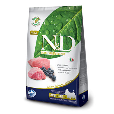 N&D Prime Tahılsız Kuzu Etli ve Yaban Mersinli Küçük Irk Yetişkin Köpek Maması 2.5 kg - 1