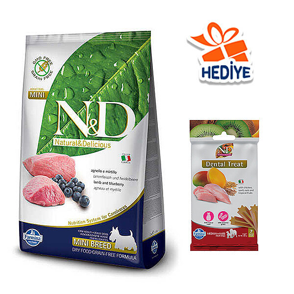 N&D Prime Tahılsız Kuzu Etli ve Yaban Mersinli Küçük Irk Yetişkin Köpek Maması 7 kg