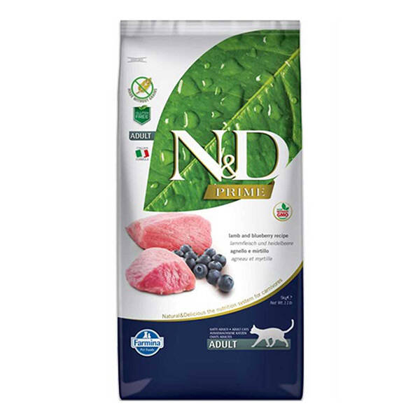 N&D Prime Tahılsız Kuzu Etli ve Yaban Mersinli Yetişkin Kedi Maması 10 kg - 1