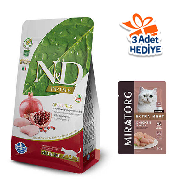N&D Prime Tahılsız Tavuklu ve Narlı Kısırlaştırılmış Kedi Maması 1.5 kg - 1