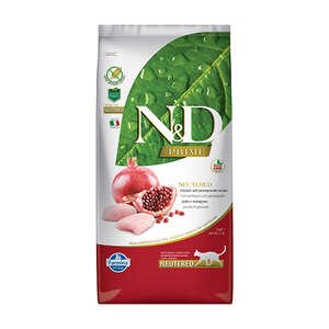 N&D Tahılsız Tavuk ve Narlı Kısırlaştırılmış Kedi Maması 10 KG