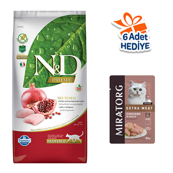 N&D Prime Tahılsız Tavuklu ve Narlı Kısırlaştırılmış Kedi Maması 10 kg - 1