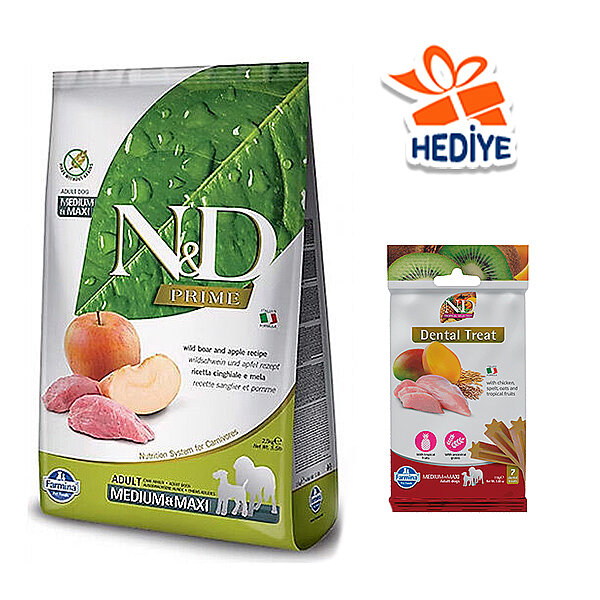 N&D Prime Tahılsız Domuz Etli ve Elmalı Yetişkin Köpek Maması 2.5 kg