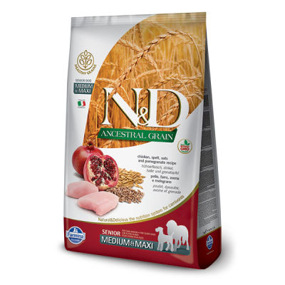 N&D Düşük Tahıllı Tavuk Etli ve Narlı Yaşlı Köpek Maması 12 kg - 1