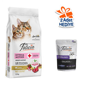 Felicia Düşük Tahıllı Kuzu Etli Yavru Kedi Maması 12 KG