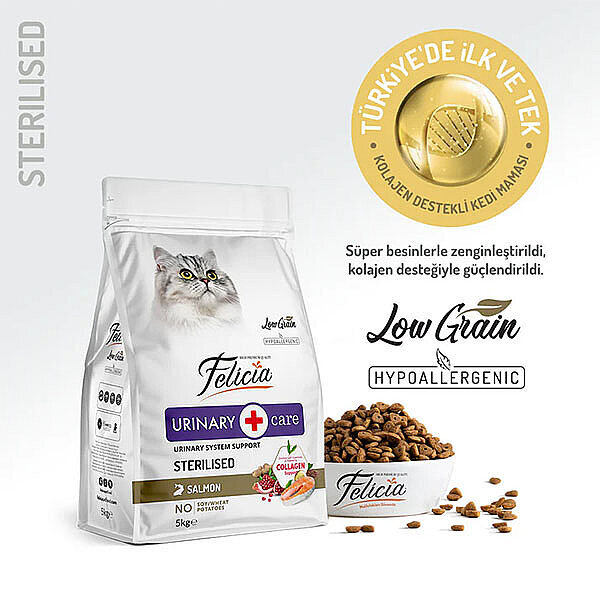 Felicia Hipoalerjenik Kolajen Destekli Somonlu Kısırlaştırılmış Kedi Maması 5kg