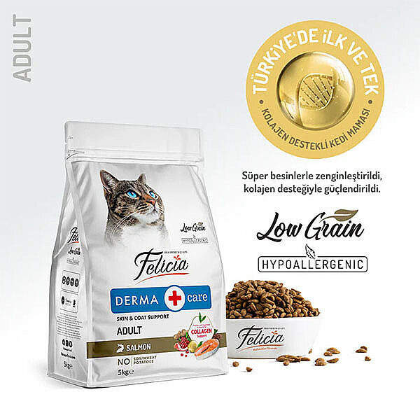 Felicia Hipoalerjenik Kolajen Destekli Somonlu Yetişkin Kedi Maması 5kg