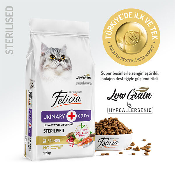 Felicia Düşük Tahıllı HypoAllergenic Somonlu Kısırlaştırılmış Kedi Maması 12 KG - 1