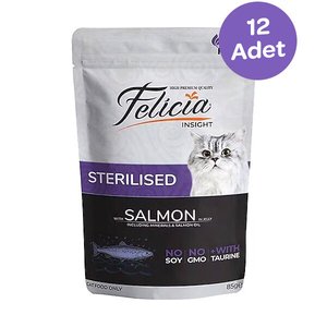 Felicia Tahılsız Somonlu Kısırlaştırılmış Yaş Kedi Maması 85 Gr x 12 Adet