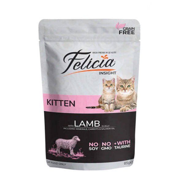 Felicia Tahılsız Yavru Kuzu Etli Yaş Kedi Maması 85 Gr - 1