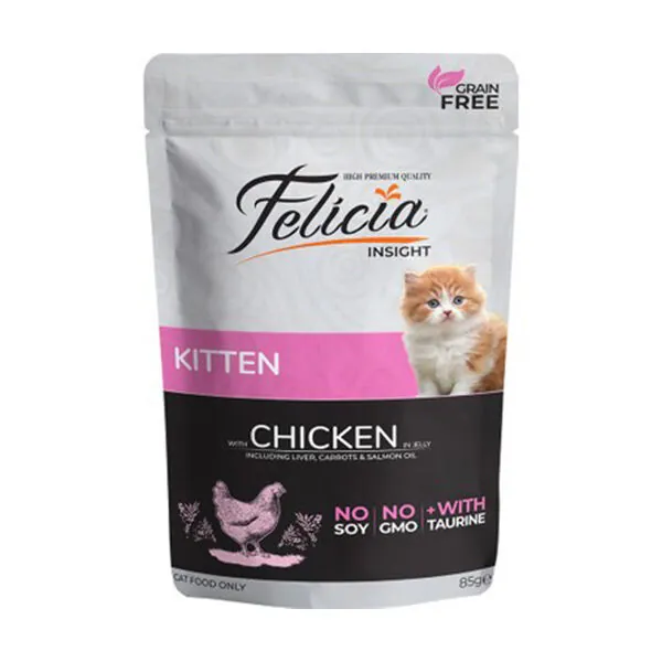 Felicia Tahılsız Yavru Tavuklu Yaş Kedi Maması 85 Gr - 1