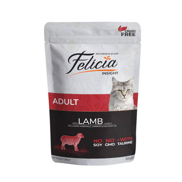 Felicia Tahılsız Pouch Yetişkin Kuzulu Yaş Kedi Maması 85 Gr - 1