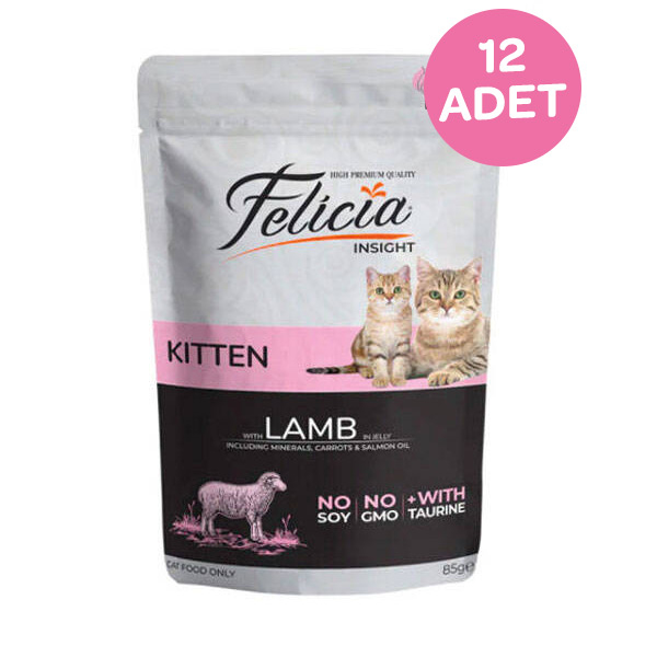Felicia Tahılsız Pouch Yavru Kuzulu Yaş Kedi Maması 85 Gr x 12 Adet - 1