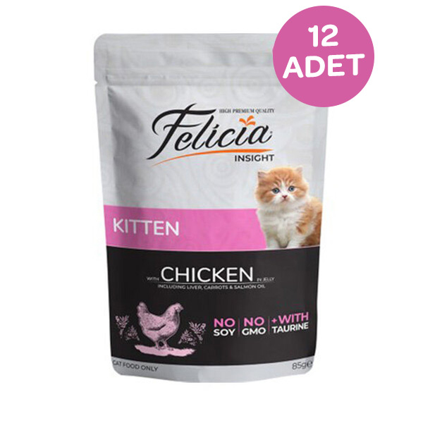 Felicia Tahılsız Pouch Yavru Tavuklu Yaş Kedi Maması 85 Gr x 12 Adet - 1