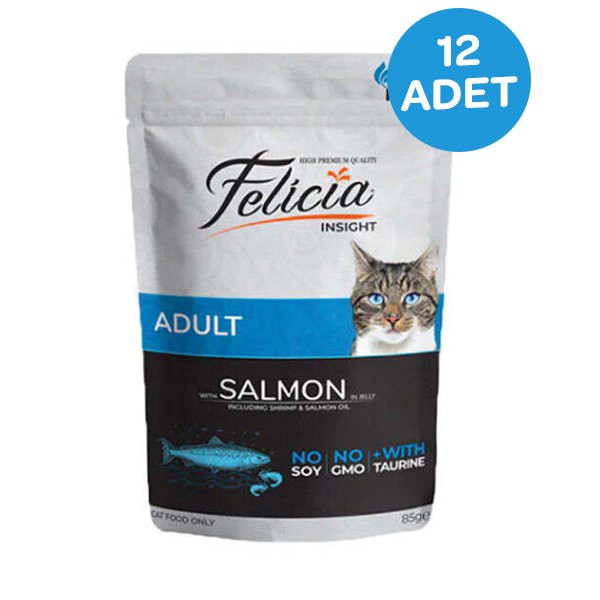 Felicia Tahılsız Yetişkin Somonlu Yaş Kedi Maması 85 Gr x 12 Adet - 1