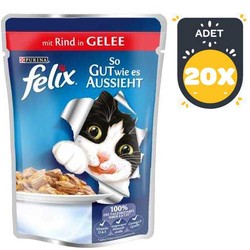 Felix Sığır Etli Kedi Yaş Maması 100 GR * 20 ADET