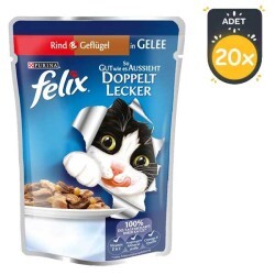 Felix Çifte Lezzet Sığır Etli ve Tavuklu Yaş Mama 100 GR * 20 ADET