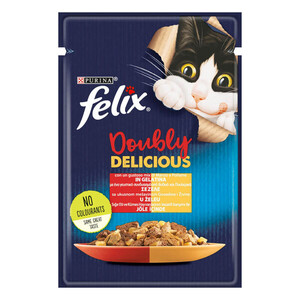 Felix Çifte Lezzet Sığır Etli ve Tavuklu Yaş Kedi Maması 85 Gr