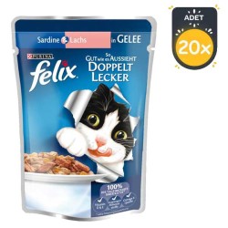 Felix Çifte Lezzet Somon Sardalya Yaş Pouch Mama 100 GR * 20 ADET