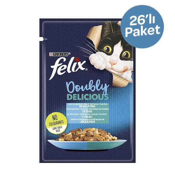 Felix Çifte Lezzet Somon ve Sardalyalı Yaş Kedi Maması 85 gr x 26 - 1