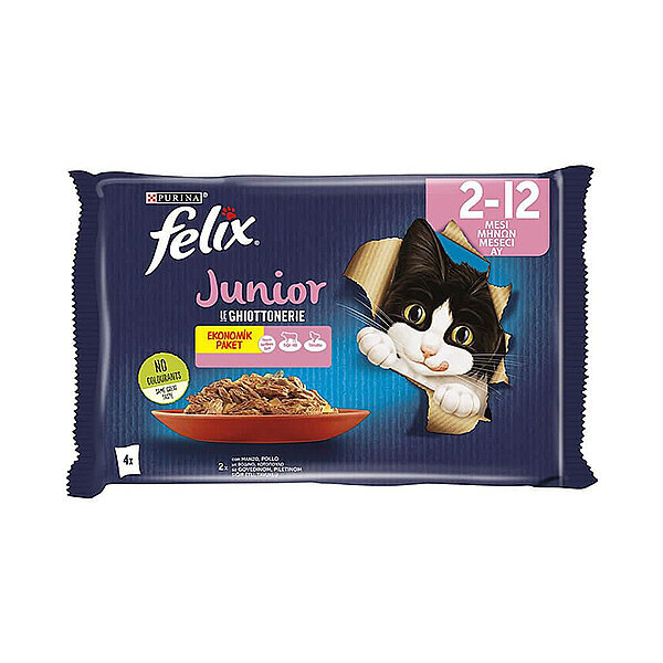 Felix Multipack Jelly Sığır Etli ve Tavuklu Yavru Kedi Yaş Maması 85 g (4 Adet)
