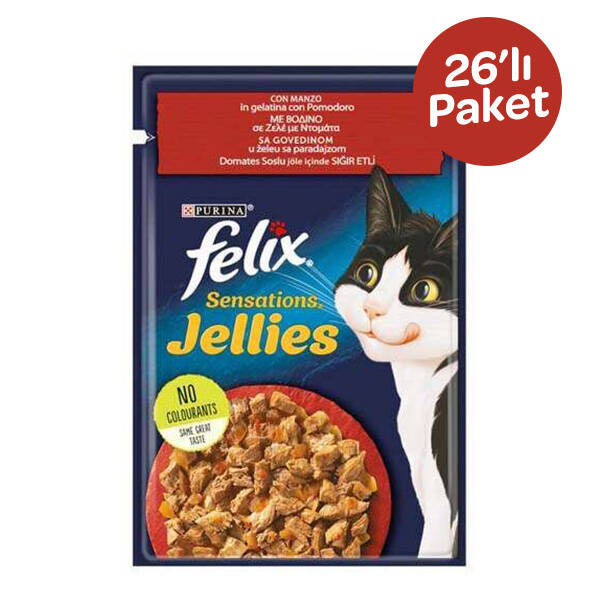 Felix Sensation Sığır Etli & Domatesli Kedi Yaş Maması 85 gr x 26 - 1