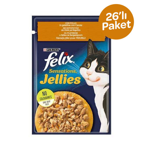 Felix Sensation Tavuk Etli & Havuçlu Kedi Yaş Maması 85 gr x 26 - 1