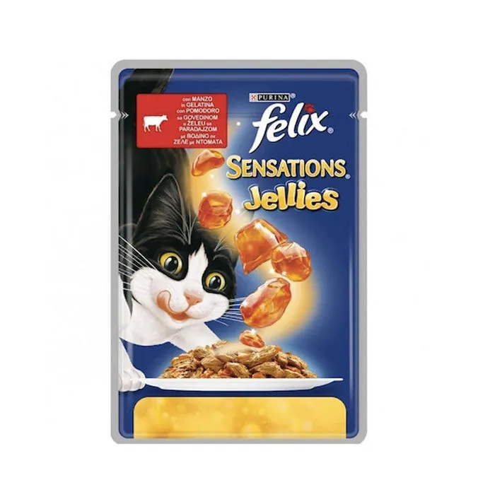 Felix Sensations Sığır Eti ve Domatesli Yaş Kedi Maması 100 GR * 20 Adet - 1