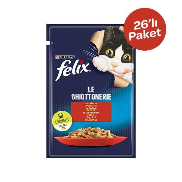 Felix Sığır Etli Yaş Kedi Maması 85 gr x 26 - 1