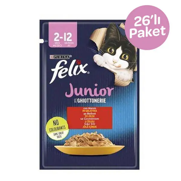 Felix Sığır Etli Yavru Kedi Yaş Maması 85 gr x 26 - 1