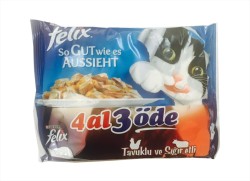 Felix Tavuklu ve Sığır Etli Yaş Mama Karma Paket 100 GR ( 4 AL 3 ÖDE )
