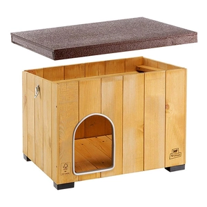 Ferplast Baita 60 Ahşap Köpek Kulübesi – 59×39,5×39 cm İç Ölçüler - Küçük/Orta Irklar İçin Dayanıklı Kulübe - 10
