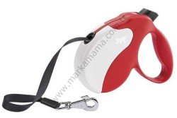 Ferplast Kırmızı Beyaz Otomatik Köpek Gezdirme Tasması 12 KG 3 Mt.