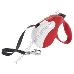 Ferplast Kırmızı-Beyaz Otomatik Köpek Gezdirme Tasması 50 KG 5 Mt