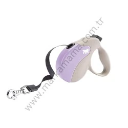 Ferplast Lila-Bej Otomatik Köpek Gezdirme Tasması 12 KG 3 Mt.