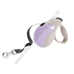 Ferplast Lila-Bej Otomatik Köpek Gezdirme Tasması 15 KG 5 Mt.