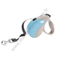 Ferplast Mavi-Bej Otomatik Köpek Gezdirme Tasması 15 KG 5 Mt.