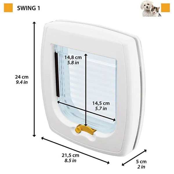 Ferplast Swing 1 Kedi Kapısı Kahverengi 2 Yönlü Kilitleme Sistemi – Ahşap, Metal ve Cam Kapılara Uyumlu 14,8 x 14,5 cm - 4