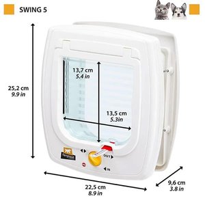 Ferplast Swing 5 Beyaz Kedi Kapısı – 4 Yönlü Kilit Sistemi – Ahşap, Metal, Cam ve Duvarlara Uyumlu  – 13,5×13, cm